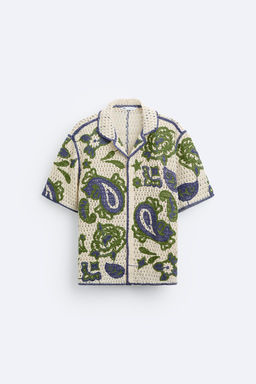 CROCHET SHIRT WITH CONTRAST EMBROIDERY - Zara фото 7