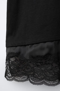CAMISETA COMBINADA ENCAJE / Negro - Zara фото 4