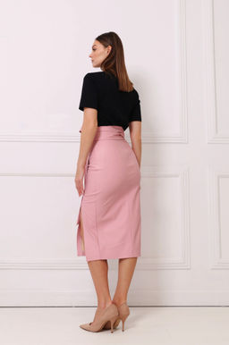 Юбка миди из экокожи с разрезом - Looklikecat фото 4