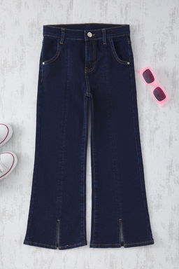 Ac?k Mavi K?z Cocuk Genis Paca/Flare Lastikli Denim Jeans TKDSS25JE00003 - Trendyolmilla фото 9