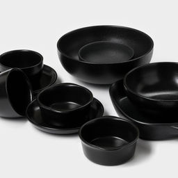 Блюдо для подачи Magistro Carbon, 200 мл, 11.5×10.3 см, керамика, набор 2 шт., чёрное