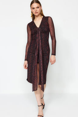 Cok Renkli Hayvan Desenli Anvelop Orme Astarl? Tul S?k Abiye Elbise TPRAW24EL00102 - Trendyolmilla фото 2