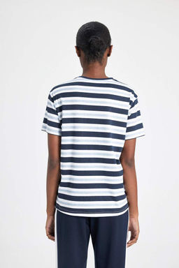 DeFactoFit Стандартная посадка, полосатая футболка с короткими рукавами для спортсменов с круглым вырезом  фото 9