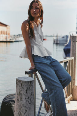 CAMISA HALTER PEPLUM / Blanco