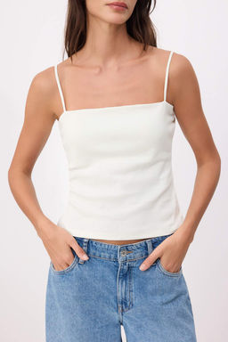 Kahverengi Fitted/Vucuda Oturan Straplez Ince Ask?l? Kolsuz Pamuk Ribana Orme Atlet TWOSS26AL00033 - Trendyolmilla фото 7