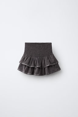 FALDA VOLANTES LENTEJUELAS / Gris antracita