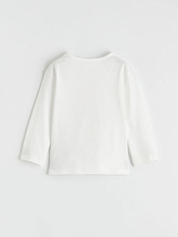 Bisiklet Yaka Uzun Kollu Bask?l? K?z ?ocuk Ti??rt