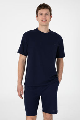 Erkek Comfort Fit Bisiklet Yaka Lacivert Ti__rt Sepette S_rpriz _ndirim