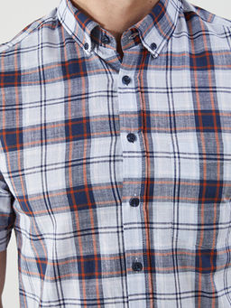 Regular Fit K?sa Kollu Ekose Erkek G?mlek