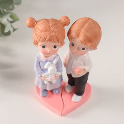 Набор фигурок полистоун Парочка с зайком и шкатулкой, 2 шт., 5.5?6.5?11 см