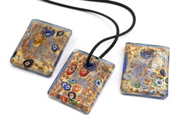 Муранское стекло кулон прямоугольный 35*45мм цв.синий