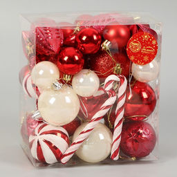 Ёлочные игрушки Зимняя радость, новогодние, набор 40 шт., бело-красный - Зимнее волшебство фото 2