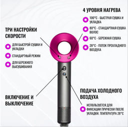 Фен для волос фен 1600 Вт, 4-х скоростной, 5 насадок - Family фото 4
