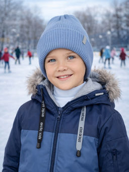 Шапка вязаная голубая