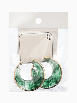 Серьги-кольца акрил «Тренд», цвет изумрудный в золоте