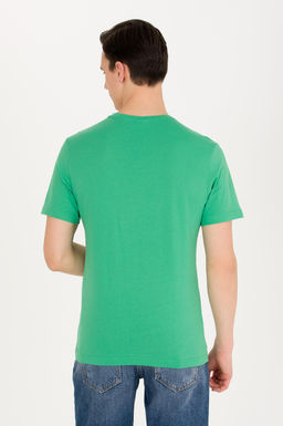 Мужская зеленая базовая футболка с круглым вырезом - U.s. polo assn фото 5