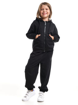 Спортивный костюм для девочки на молнии 22-8049 черный - Mini maxi фото 7