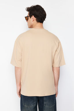 Bej Oversize Pusula Etiketli %100 Pamuklu T-Shirt TMNSS24TS00111 - Trendyolmilla фото 3