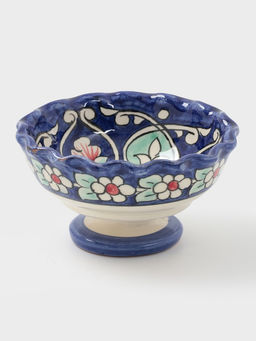 Конфетница узбекская Риштанская Керамика «Цветы», 13 см, синяя