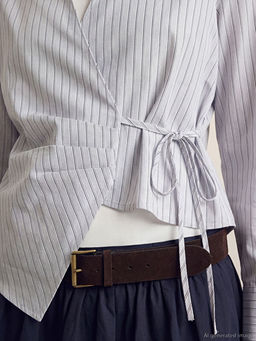 Kruvaze Yaka ?izgili Kad?n G?mlek