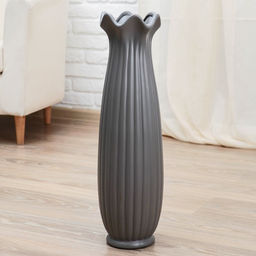 Керамическая ваза для цветов, сухоцветов «Геометрия», бутон, напольная, 16×60 см, серый