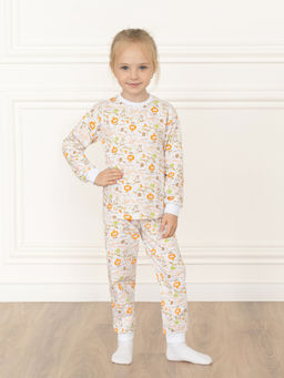 Пижама детская молочная с принтом джунгли