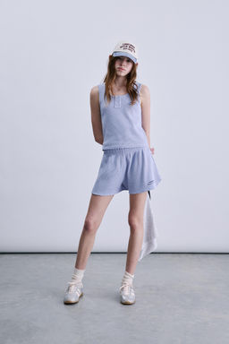 TOP WAFFLE TEXTO / Azul claro - Zara фото 7