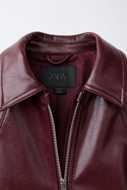 CAZADORA BOMBER EFECTO PIEL / Burgundy - Zara фото 8