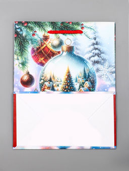 Цена за 2 шт. Пакет подарочный новогодний ламинированный, «Ёлка в шаре», 18×10×22.3 см