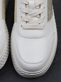 03-A1018-2 LT. BEIGE/GOLD Кроссовки женские (натуральная кожа)