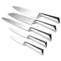 Набор ножей из нержавеющей стали Лукас 6пр, ручка из из нержавеющей стали, пластмассовая матовая подставка спагетти, серо-коричневый, TalleR (Китай) - Домашняя мода фото 2