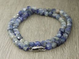 Кианит (Бразилия) 6мм кубики гранёные, "Текта" бусы 49см