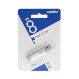 Флешка Smartbuy V-Cut, 8 Гб, USB 2.0, чтение до 25 Мб/с, запись до 15 Мб/с, серая