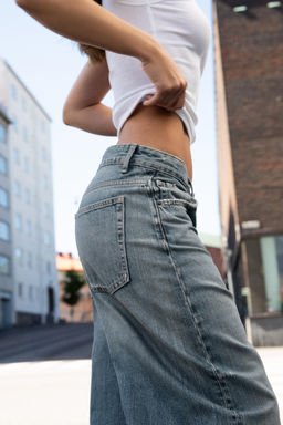 TRF BAGGY FOLDED MID-WAIST JEANS - Zara фото 10