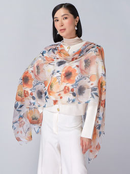 Большой, мягкий, тонкий и очень нежный двусторонний палантин с рисунком