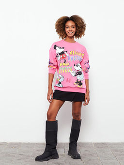 Bisiklet Yaka Mickey ve Arkada?lar? Bask?l? Uzun Kollu Kad?n Sweatshirt - Waikiki фото 2