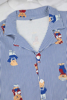 Lacivert Ay?c?k Desen Couple/Cift Regular Gomlek-Pantolon Pijama Tak?m? TMNAW26PT00031 - Trendyolmilla фото 2