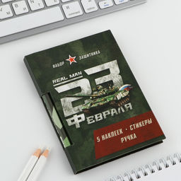 Цена за 2 шт. Подарочный набор, блок бумаги 30 л, ручка синяя паста 1.0 мм, наклейки 5 шт. 23 февраля - Artfox фото 2