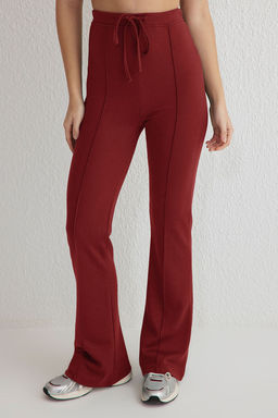 TRENDYOLMILLA Kiremit Baglama Detayl? Interlok Wide leg Esnek Orme Pantolon TWOSS25PL00060  фото 3
