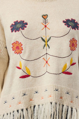 Ekru Yumusak Dokulu Puskullu Nak?s Islemeli Triko Kazak TWOAW25KZ00396 - Trendyolmilla фото 4