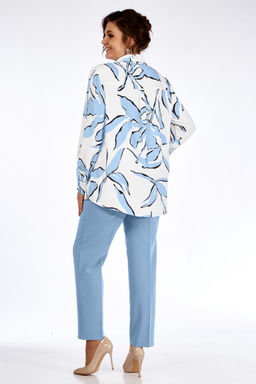 Блуза Элль стиль 2265/1а белый/голубой принт фото 2