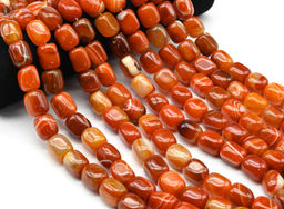 Бусины из агата тонированного прямоугольник 15*18мм цв.рыжий, 38см, 19 бусин Радуга камня