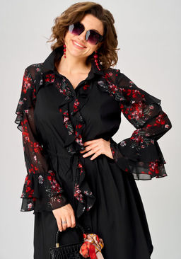 Платье EVA GRANT 7229 черный+принт