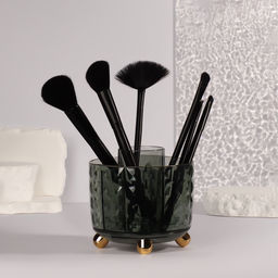 Подставка для хранения косметики GREEN, 6 секций, d=12.2×10.8 см, цвет зелёный, золотистый
