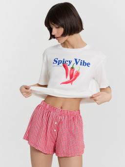 Комплект домашний женский с принтом и надписью Spicy vibe - Mark formelle фото 8