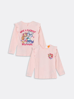 Bisiklet Yaka Uzun Kollu Paw Patrol Bask?l? K?z Bebek Ti??rt