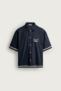 CAMISA RELAXED FIT BORDADO PECES / Marino - Zara фото 6
