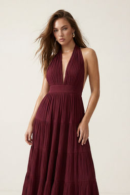 Bordo S?rt Dekolteli Maxi Dokuma Elbise TWOSS26EL00946 - Trendyolmilla фото 3