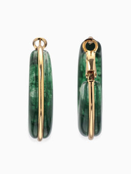 Серьги-кольца акрил «Тренд», цвет изумрудный в золоте