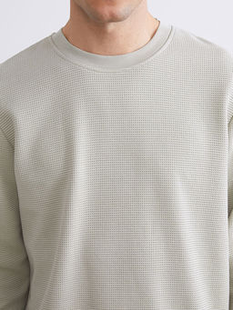 Bisiklet Yaka Dokulu Erkek Sweatshirt